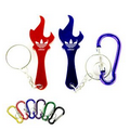 Torch & Flame Shaped Bottle Opener w/ Key Chain & Carabiner